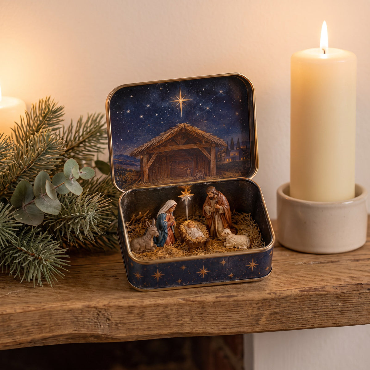 Nativity Scene Tin — in the home
