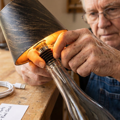 Ray's handcrafted bottle lamp