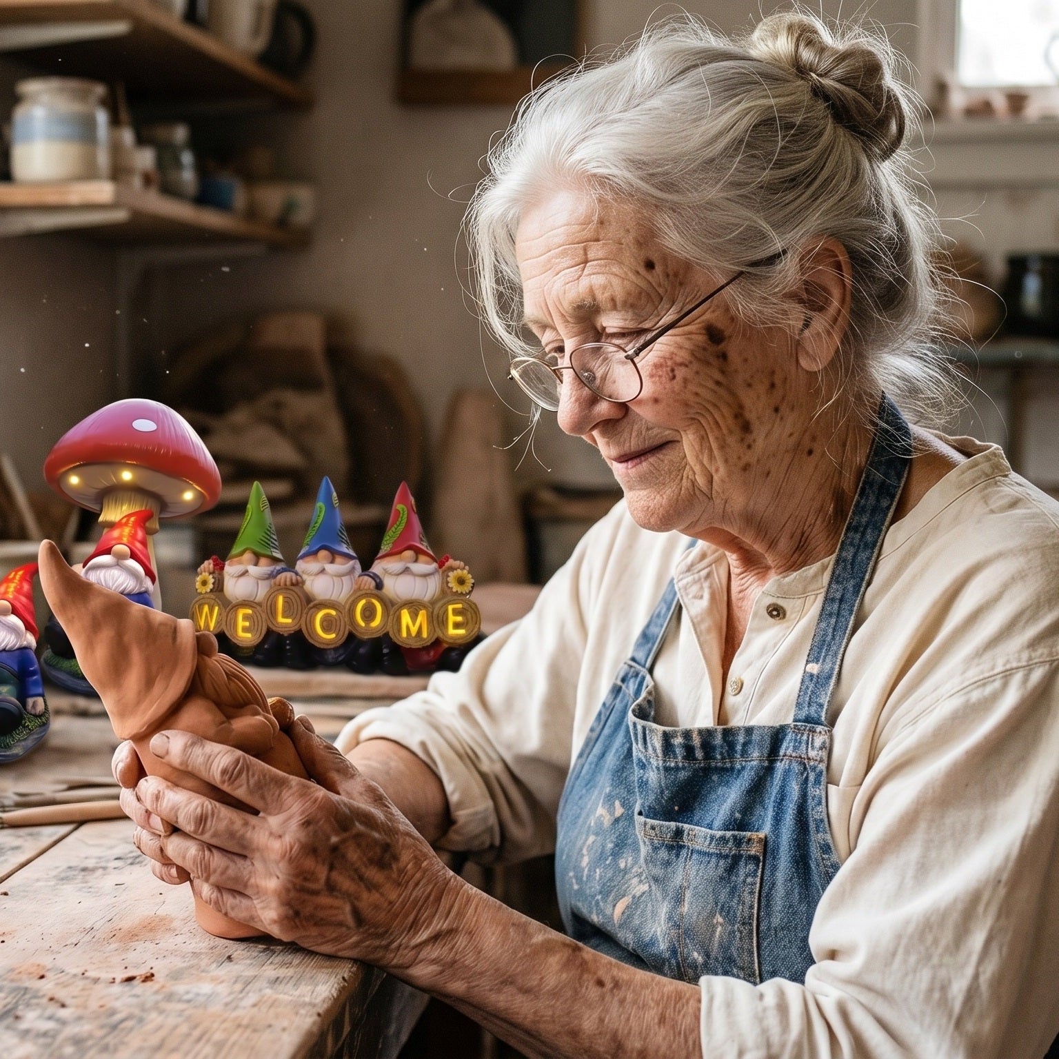 Eleanor's Handcrafted Garden Gnome