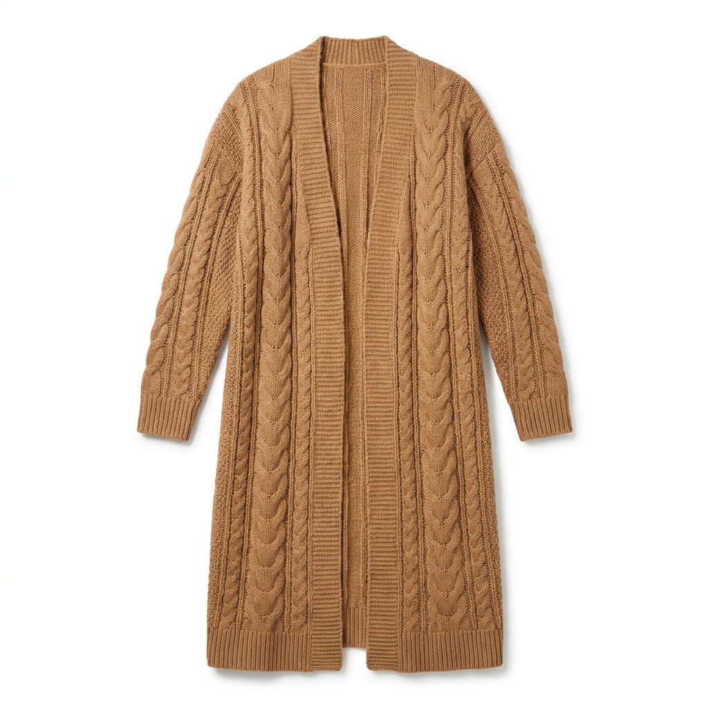 Cable Knit Duster Cardigan – Camel