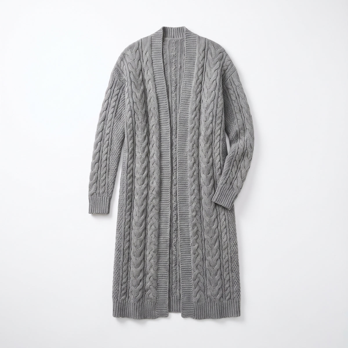 Cable Knit Duster Cardigan – Gray