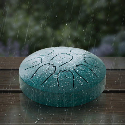 Hand-Tuned Steel Rain Drum, Pentatonic Tongue Drum in Two Sizes, Teal / Standard