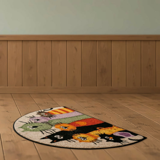 Handmade Seven Cats Rug, Non-Slip Accent Rug, Seven Cats Classic