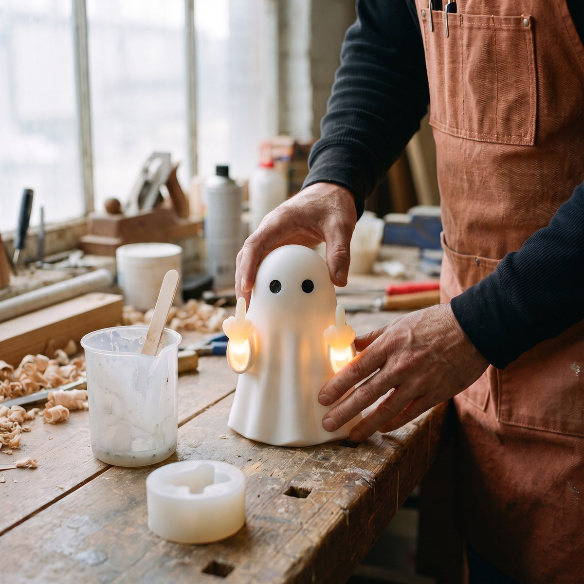 Middle-Finger Ghost LED Accent Lamp — square detail view