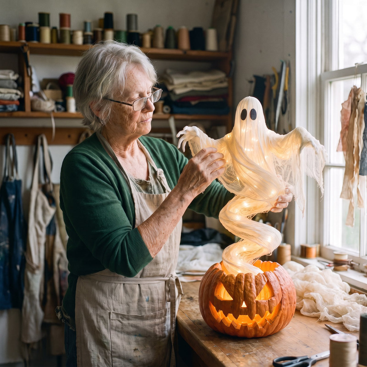 Warm-White Ghost Porch Lantern — square portrait view