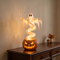 Warm-White Ghost Porch Lantern — in the home