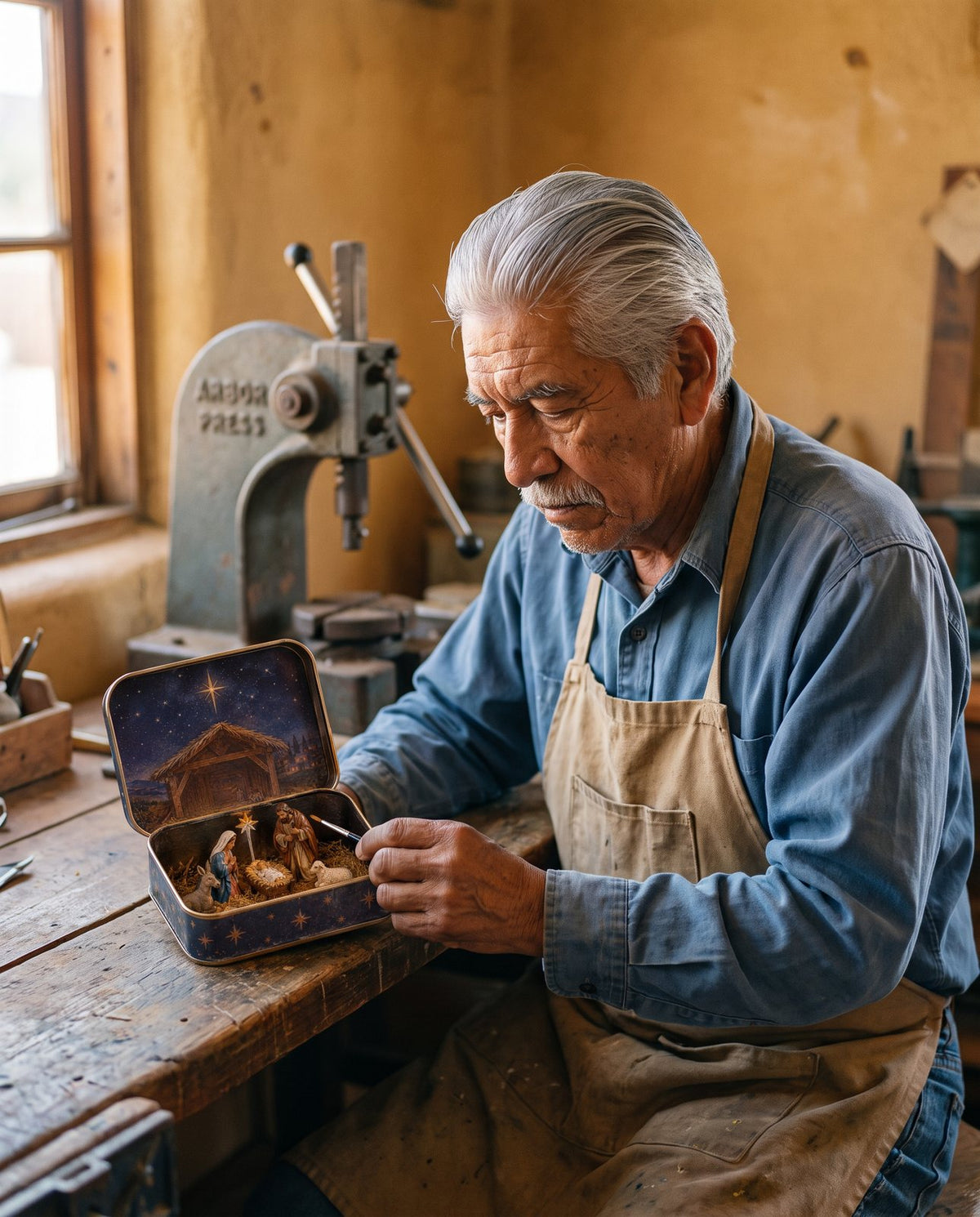 Rel Garibaldi at his garage workbench in Pittsburgh.