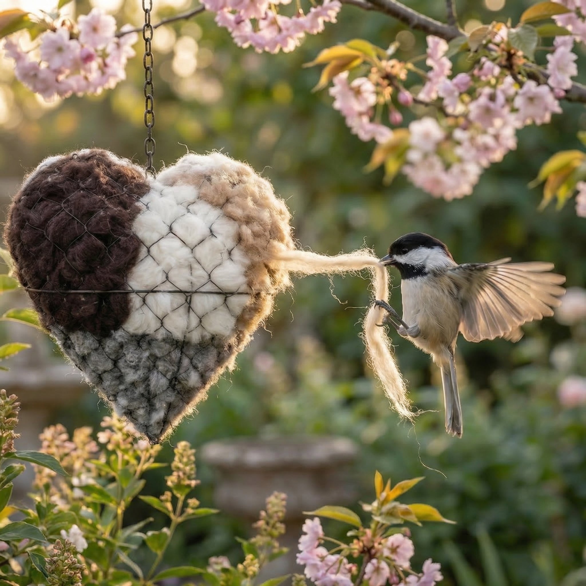 June's Nesting Heart — Alpaca Wool for Birds