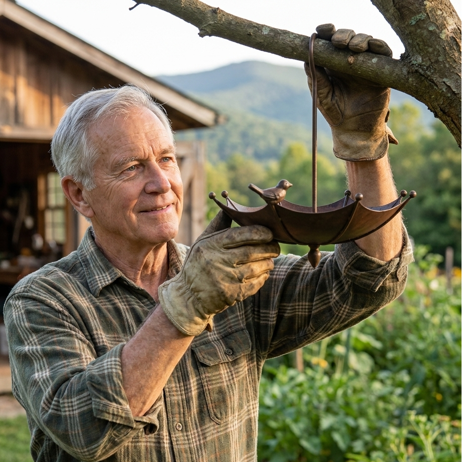 Earl's Handcrafted Bird Bath & Feeder