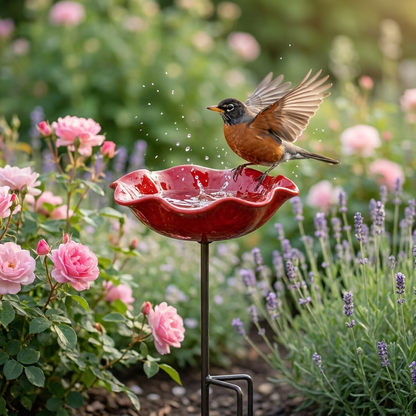 Judy's Handcrafted Poppy Bird Bath