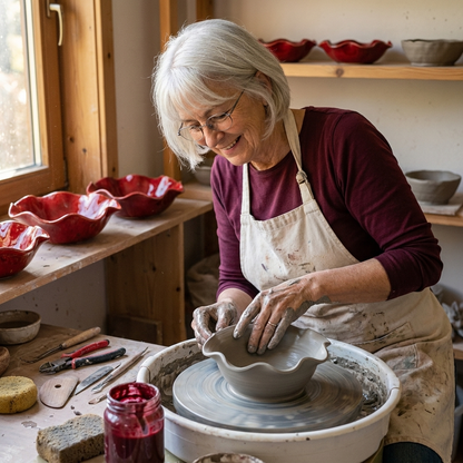 Judy's Handcrafted Poppy Bird Bath
