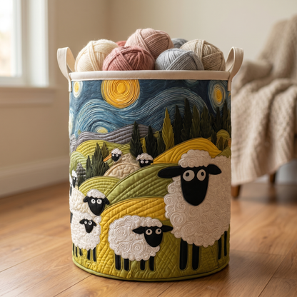 Martha's Handquilted Sheep Laundry Basket