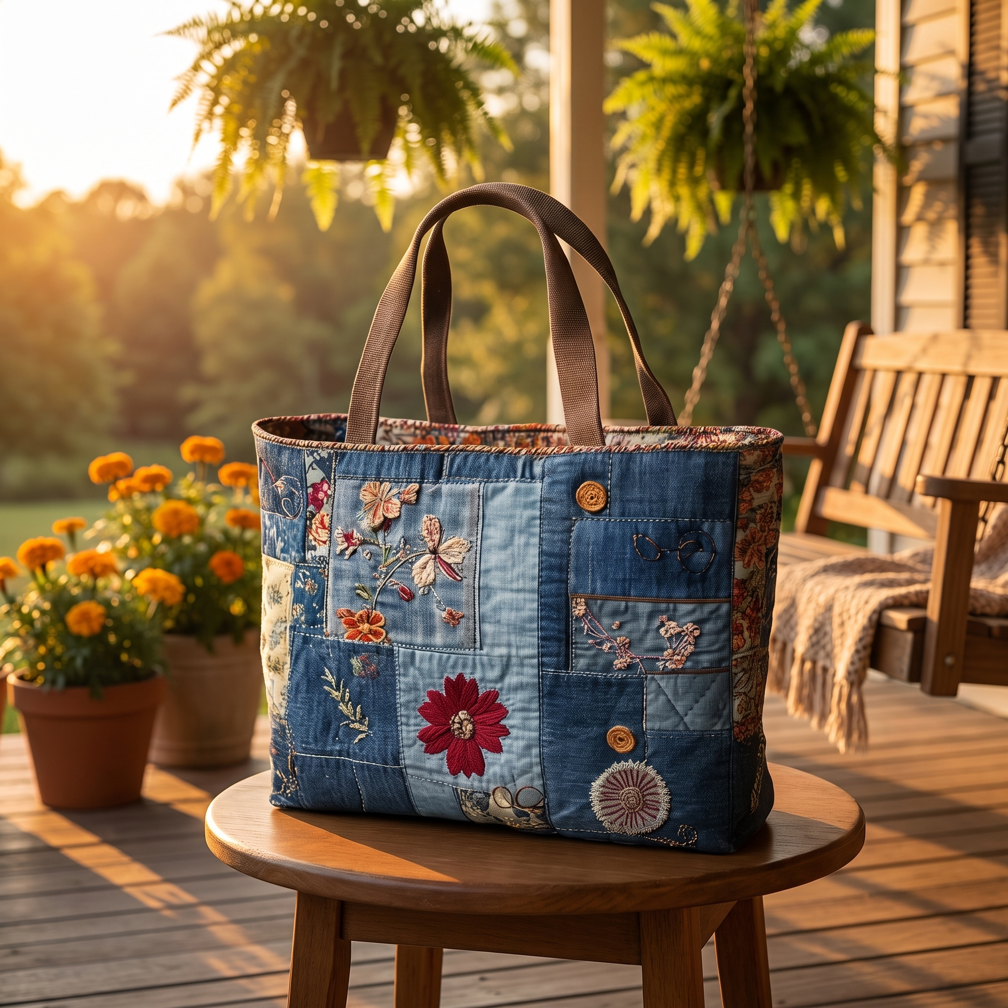Bonnie's Handquilted Flower Tote Bags