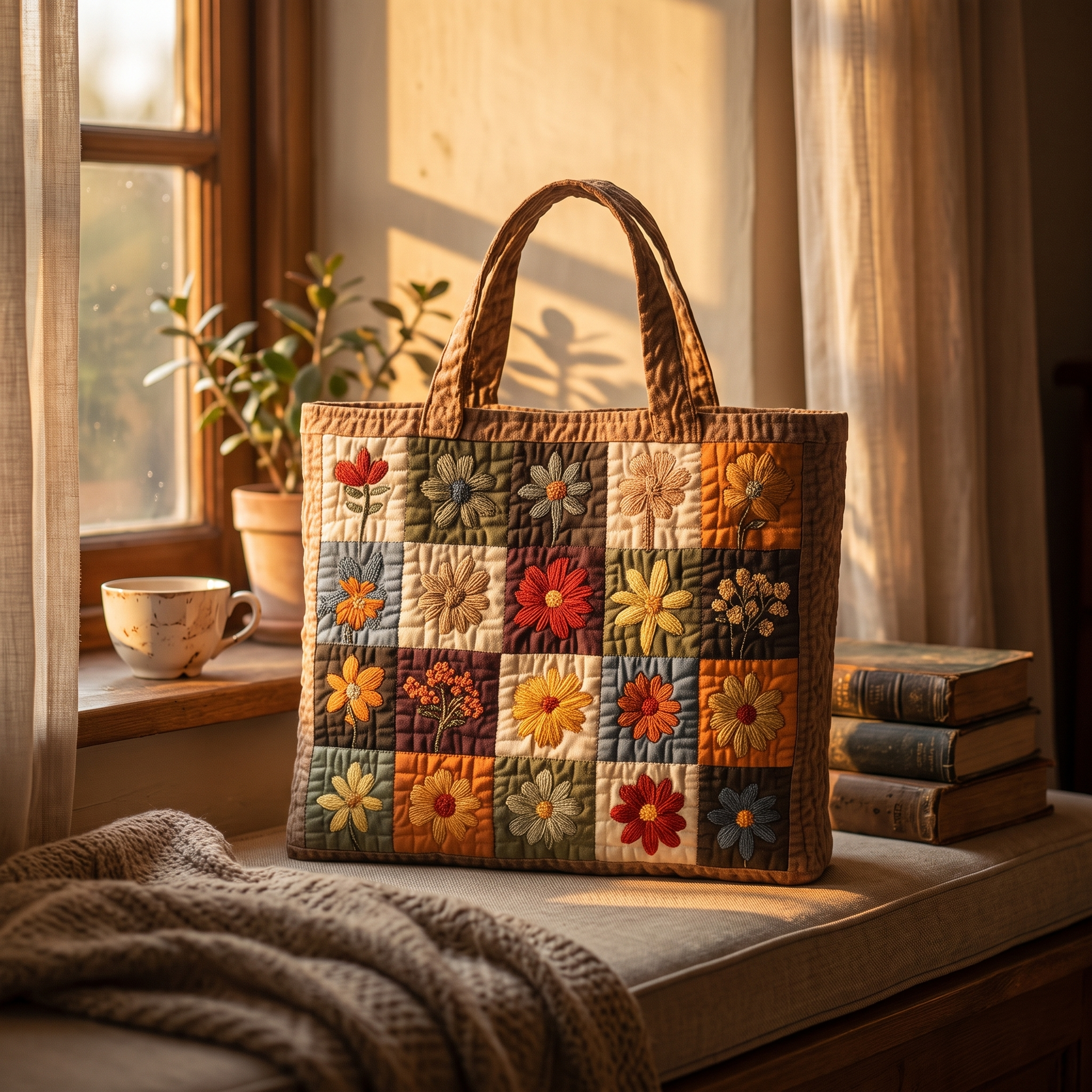 Bonnie's Handquilted Flower Tote Bags
