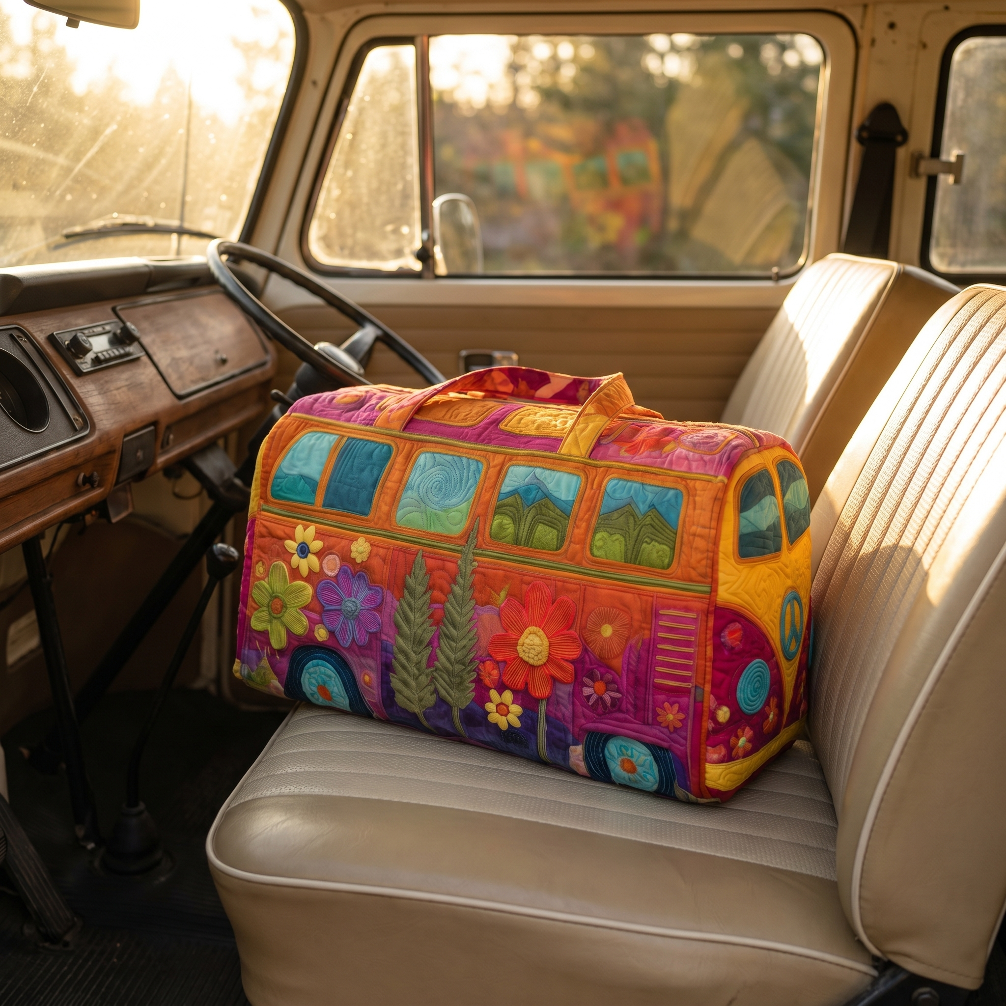 Maggie's Handquilted Hippie Bus Weekender