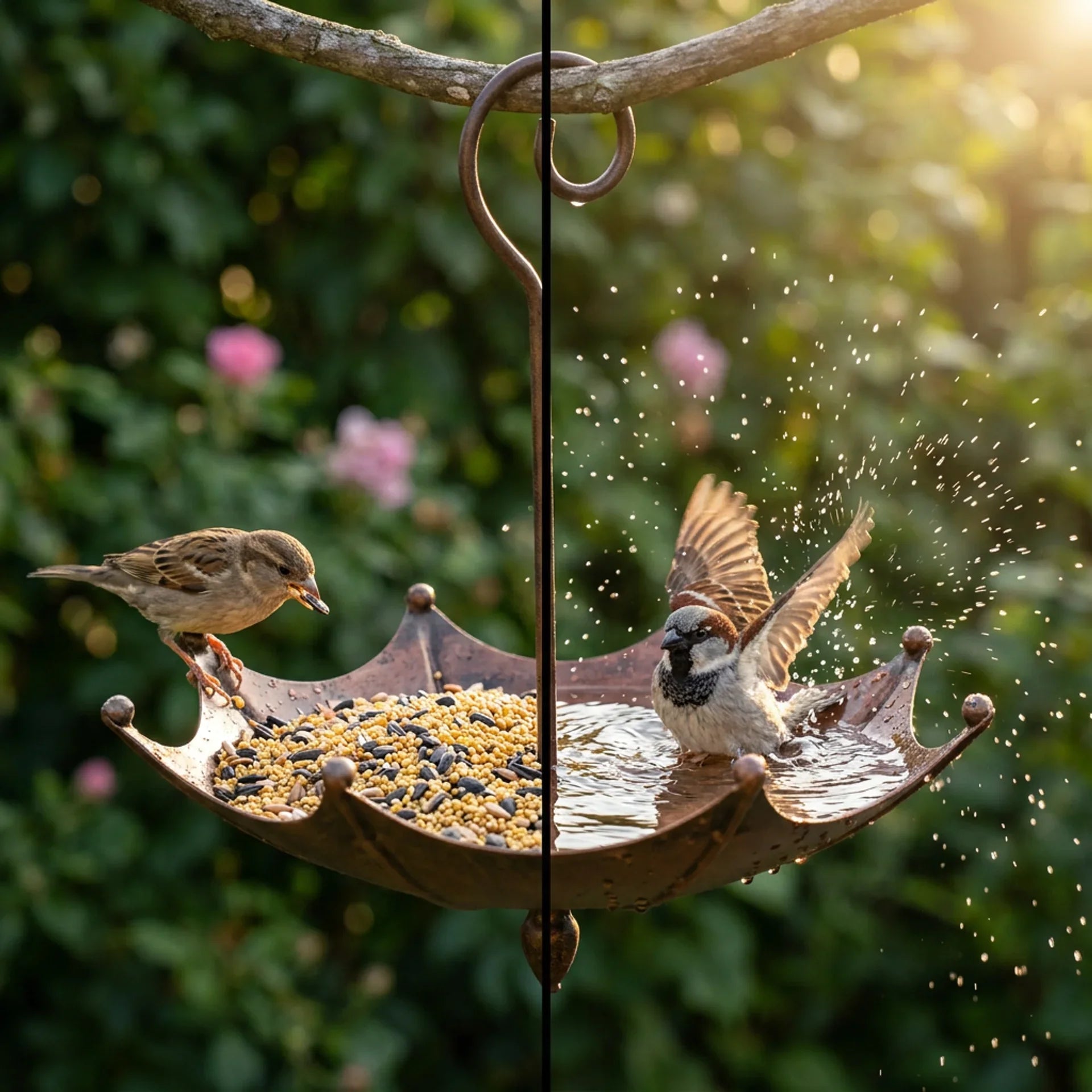 Earl's Handcrafted Bird Bath & Feeder