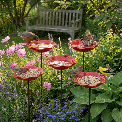 Judy's Handcrafted Poppy Bird Bath
