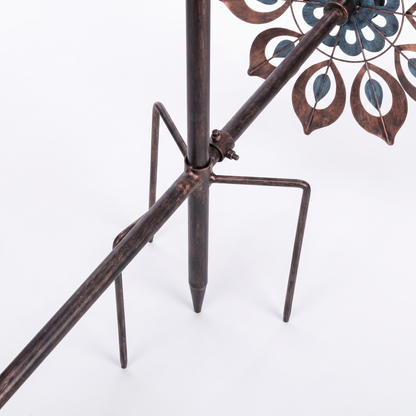 Antique Blue and Copper Lily Flower Solar Wind Spinner