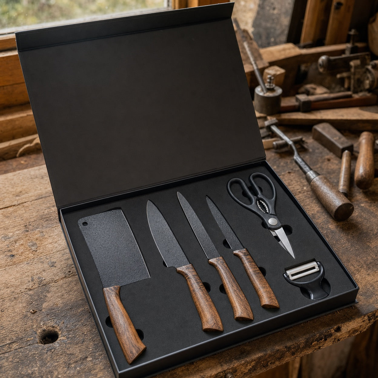 Eli's Handcrafted Black Diamond Knife Set
