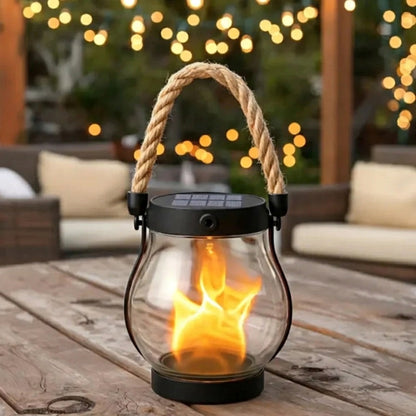 Arthur's handcrafted solar flame lamp