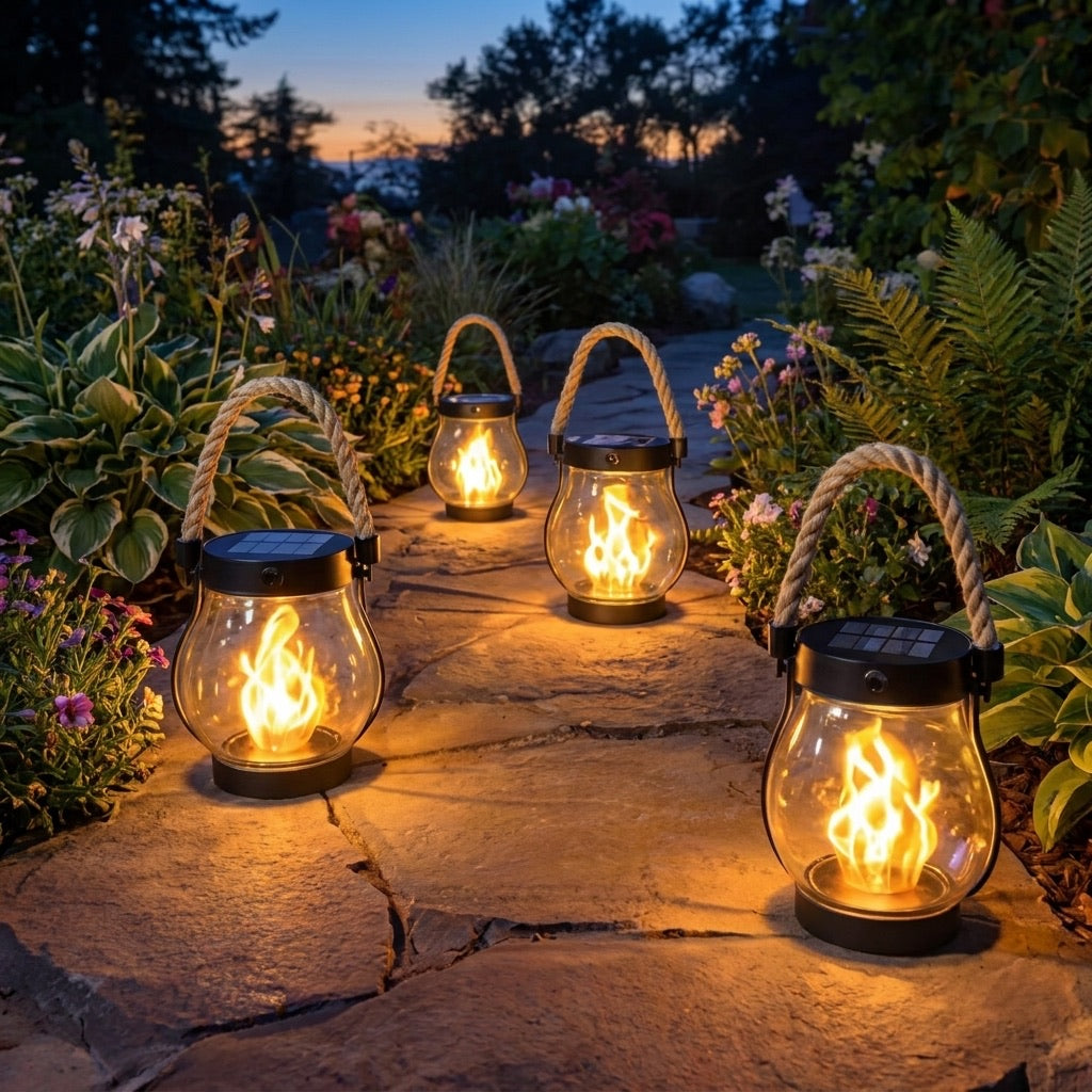 Arthur's handcrafted solar flame lamp