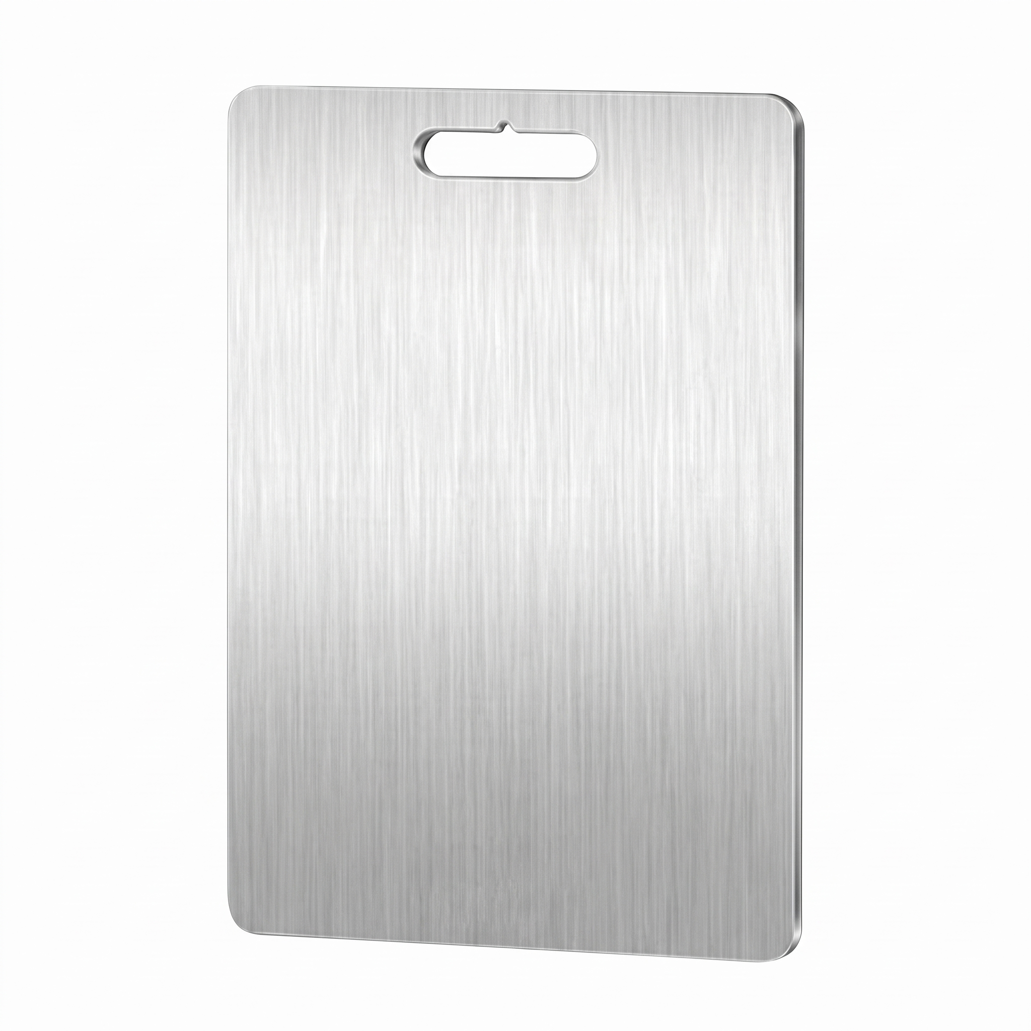 Kaito's titanium cutting board on a kitchen counter in use.